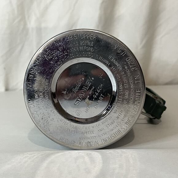 Vintage Stanley Aladdin Green Thermos 1 Qt Model A944DH w/ Cup & Stopper USA - Picture 7 of 11